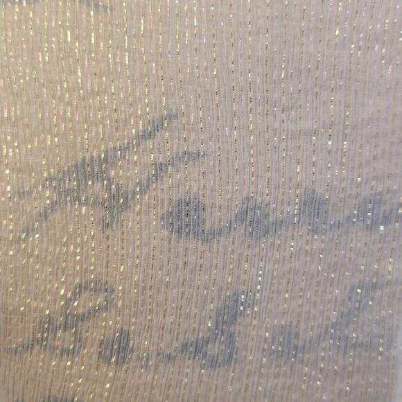 Maje Small (1) sheer cream pink and gold striped cold shoulder blouse - Picture 7 of 8